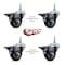 Service Caster 3 Inch Black Polyurethane 38 Inch Threaded Stem Caster Set with Brake SCC-TS20S314-PPUB-BLK-PLB-381615-4 - alternate 4